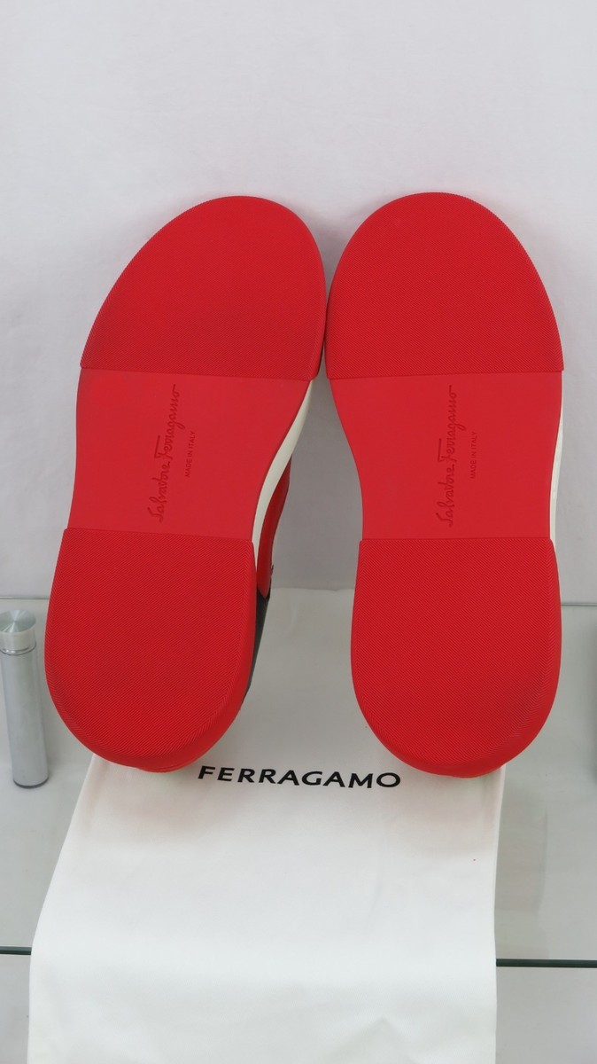 NIB FERRAGAMO CASSINA RED BLACK LEATHER LOGO LACE UP  display picture 1