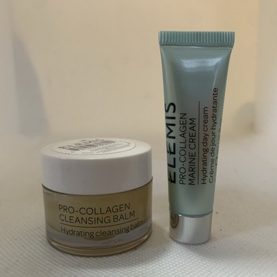 2pc Lot ELEMIS Pro-Collagen Marine Cream 5mL & Cleansing Balm 10g SEALED