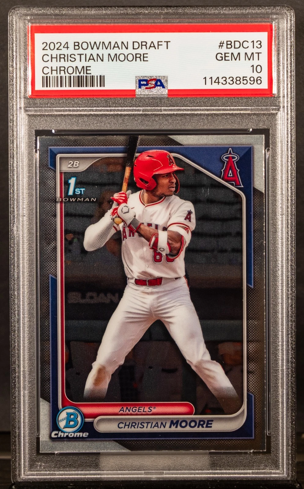Deal for 114338596 - Christian Moore 2024 Bowman Draft #BDC-13 Chrome 1st Prospect PSA 10