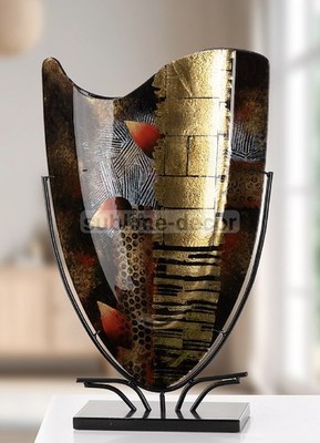 Riesige 58 cm Murano Luxuriöse Space Age Abstrakte Kunst Glas Vase auf Metallständer