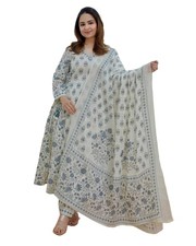 KLOSIA Women Viscose Block Printed Regular Kurta and Pant Set with Dupatta
