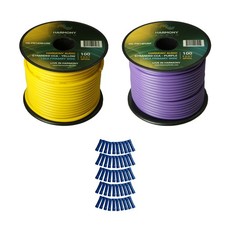 Harmony Car Primary 14 Gauge Power or Ground Wire 200 Feet 2 Rolls Yellow Purple