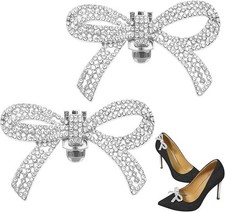 1 Pair Rhinestone Shoe Clips, Detachable Bow Heels Accessories for Bridal Shoes