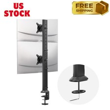 Dual Monitor Articulating Desk Mount Arm Stand - Vertical Stack Screen Supports