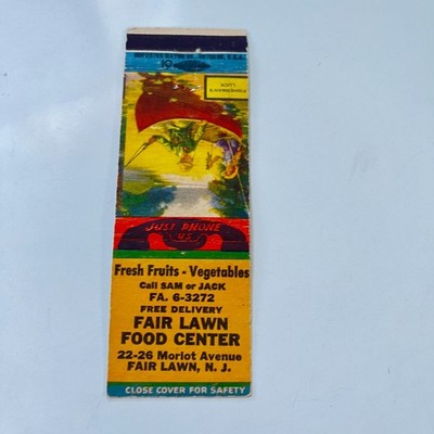 Fair Lawn Food Center Morlot Ave Fair Lawn NJ Vintage Matchbook Cover 4MB100-2