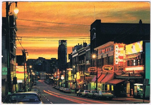 Postkarte Chinatown bei Nacht Vancouver British Columbia