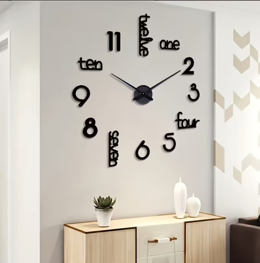 Large Frameless Wall Clock Modern DIY Giant Home Decor