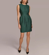 Donna Karan New York Petite Pleated Metallic Jacquard Dress MSRP 169