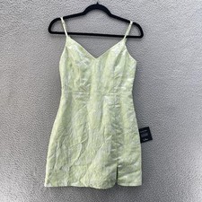 Lulus Dress Womens Small Light Green Floral Goals Jacquard Mini Sleeveless Party