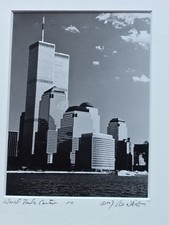 world trade center foto in bianco e nero firmata incorniciata 11 x 15 cm + cornice
