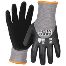Klein Tools 60839 Winter Work Gloves, Knit Dipped ANSI A4 Cut Resistant Gloves,