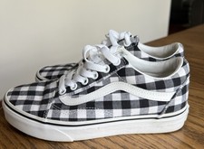 Vans Old Skool Gingham Low-Top Shoes Black White, Women  s Size 5 Men  s 3.5 EUC
