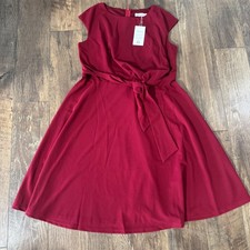 New Women's Dark Red XXL Wrap Fit and Flare Wrap Dress