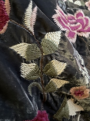 Kyla Seo Caite Anthropologie embroidered velvet back long dress plaid - Picture 5 of 5