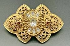 Vintage Made in France Rhinestone Gold Tone Barrette Hair Clip