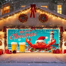 Christmas Garage Door Banner 13x6 ft Merry Christmas Garage Door Cover Santa ...
