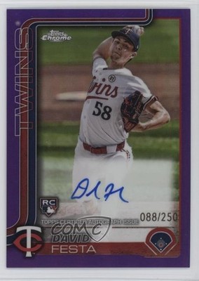 2025 Topps Chrome Rookie Purple Refractor 88/250 David Festa #RA-DF Auto RC 15sd
