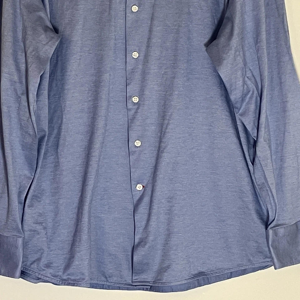 Daniel Cremieux Shirt Mens 17.5 36 Blue Slim Fit Button Down Pima Cotton Stretch - Image 3 of 4