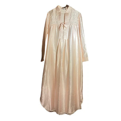 Camicia da notte lunga vintage Christian Dior Peignoir bambino rosa floreale L USA Union Made