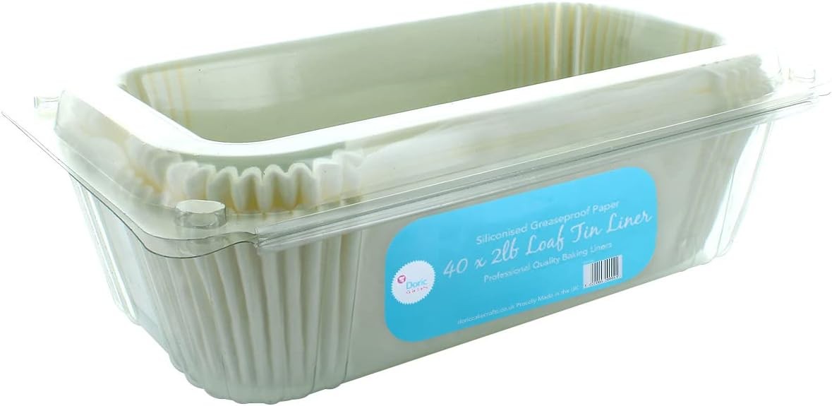 Doric 2lb Loaf Tin Liners, 40 Pack, Non-Stick Siliconised Greaseproof Paper for