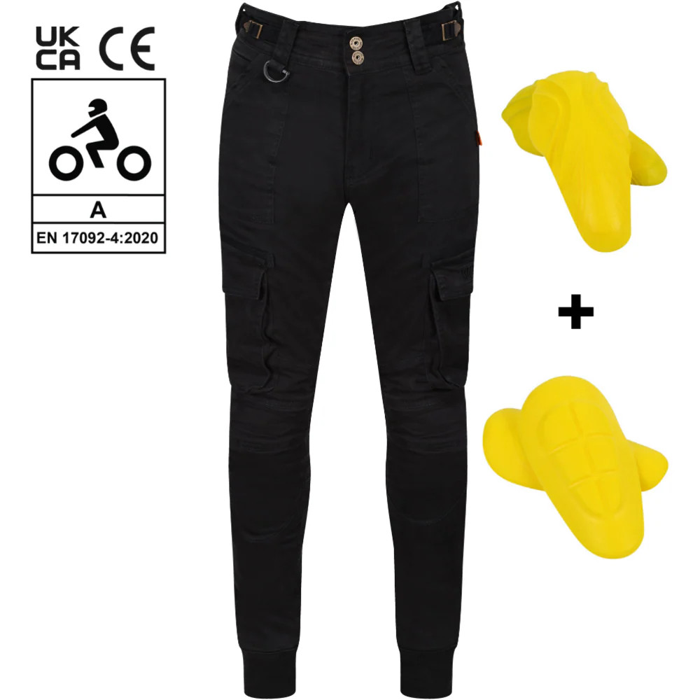 MotoGirl Lara Ladies Motorbike Motorcycle Protective Cargo Trousers Black, photo 6 of 6
