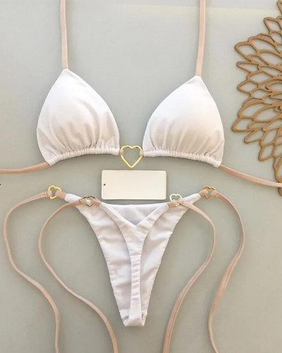 RUOTONSEPT Sexy Halter Color Sólido Conjunto de Bikini Para Mujer Traje de Baño Dos Piezas Triángulo - Imagen 11 de 30