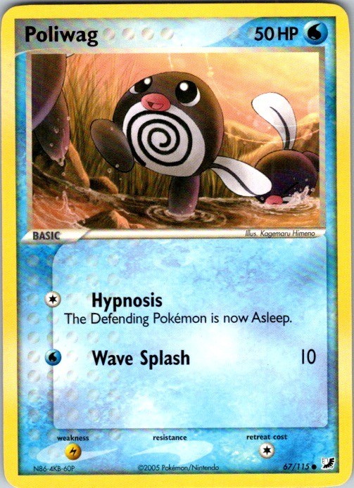 Poliwag 67/115 Common Unseen Forces Pokemon Damaged