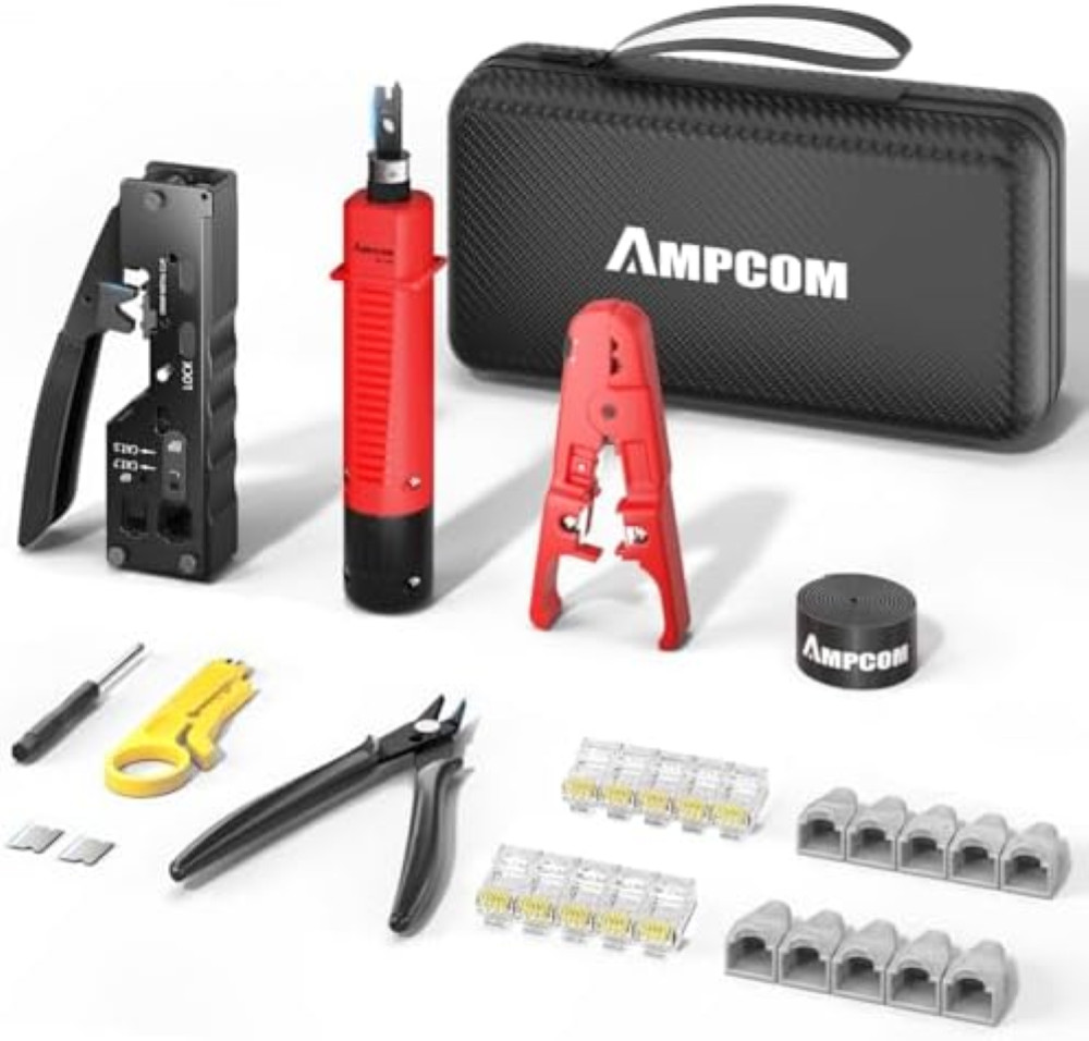 AMPCOM Kit di strumenti di crimpatura Ethernet 9 in 1 per connettori RJ45/RJ11 p