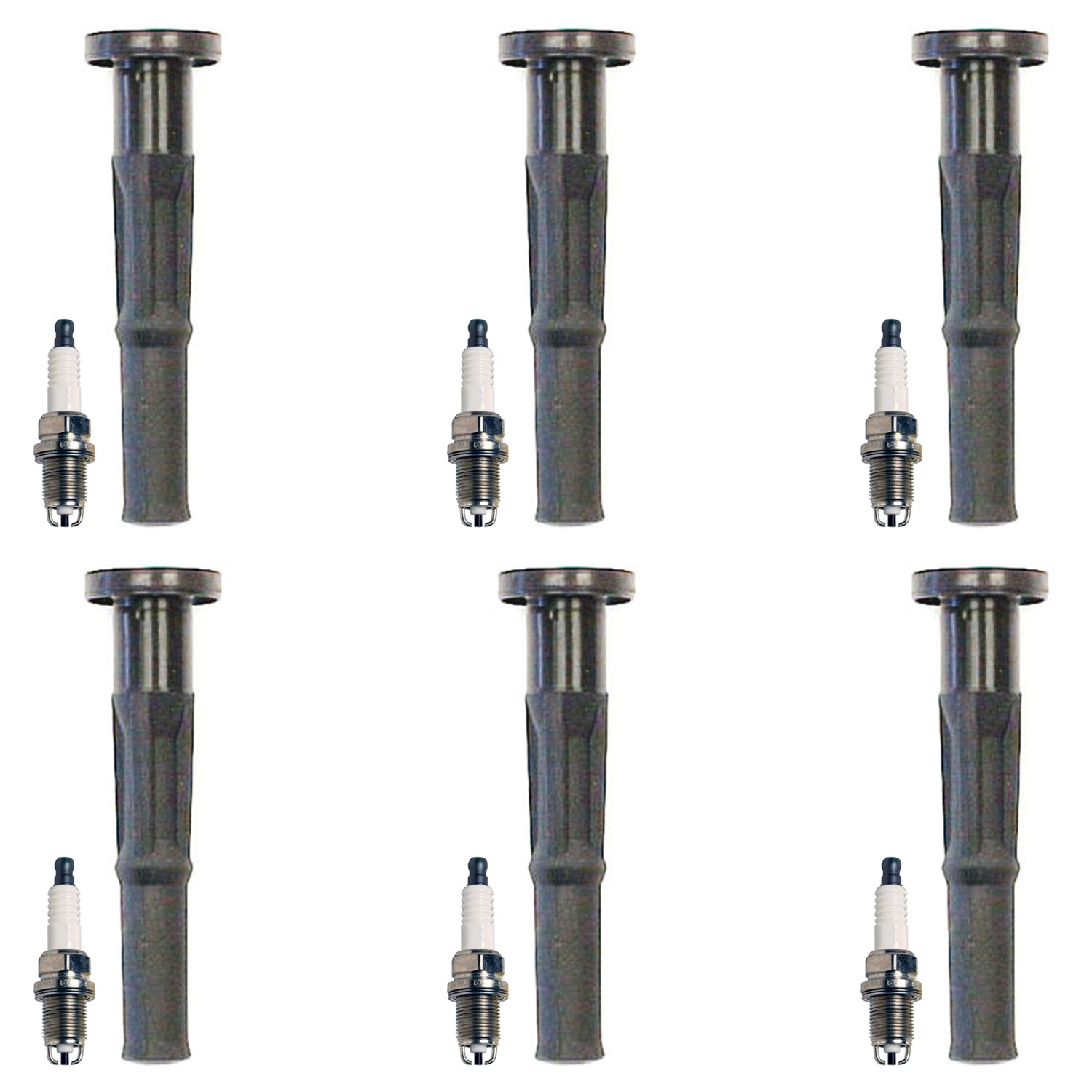 Denso 6 Standard Spark Plugs 6 Coil Boots Kit for 4Runner Tacoma Tundra 3.4L V6
