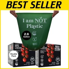 Eco-Friendly Compostable Trash Bags - 2.6 Gallon, 200 Count for Kitchen Waste