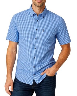 Casa Moda Casual Fit Short Sleeve Shirt Blue Gingham