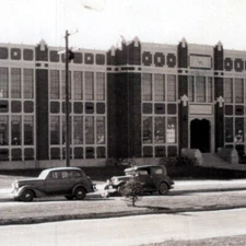 Vintage 1940s RPPC High School Cars Street Scene Montpelier Idaho Postcard
