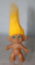 Vintage Troll Doll Orange Hair, Green Eyes - No Clothes - 2.5" Tall w/out Hair