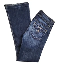 HUDSON Jeans Dark Fade Wash Boot Cut Two-Button Flap Pockets Sz 26x31 EUC