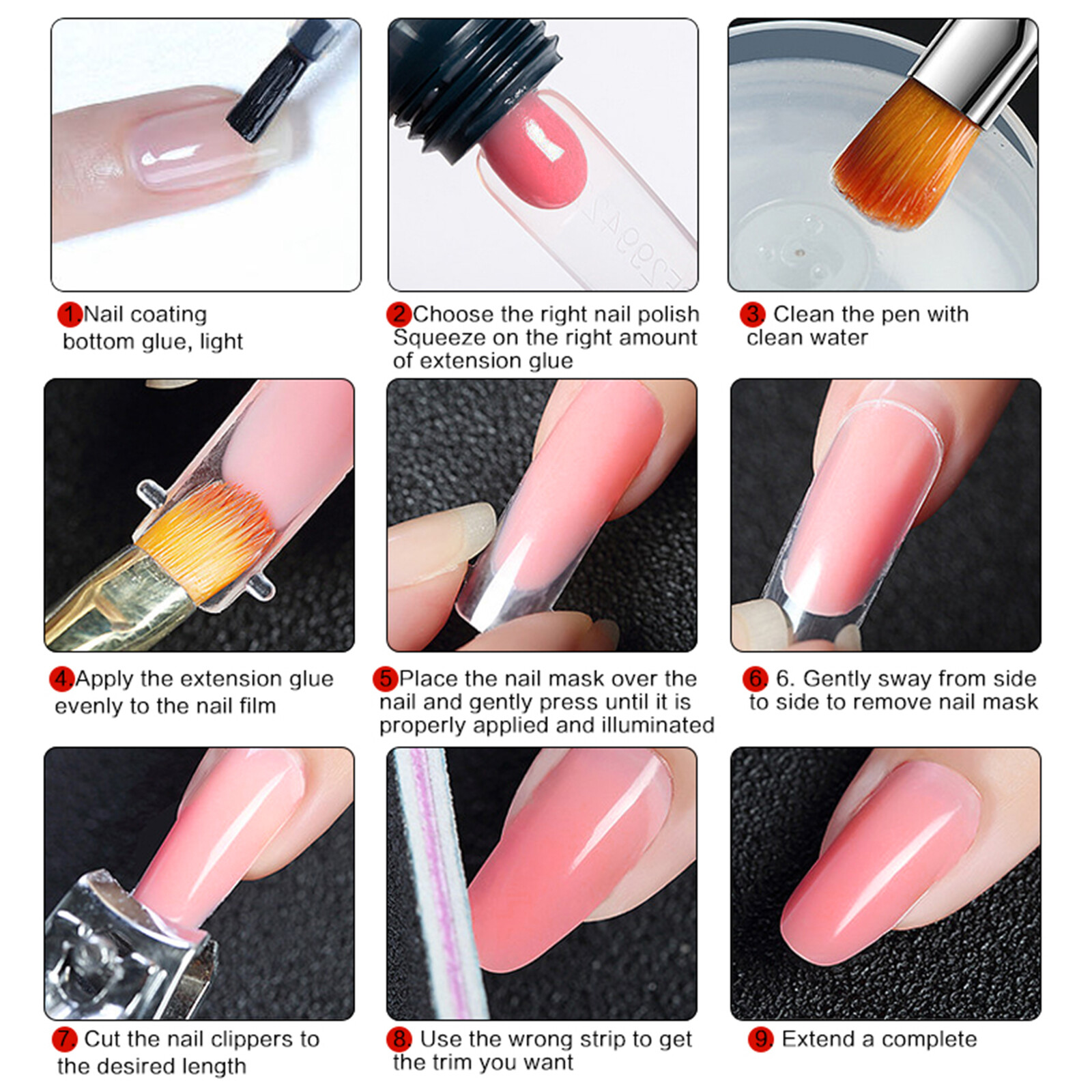 Poly gel Nail Kit DIY 11 PCS SET Poly Builder Acrylic Art UV Lamp Glue