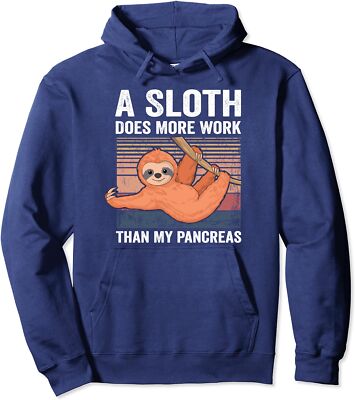 Sloth Does More Work Than My Pancreas T1D Diabetes Unisex Hooded Sweatshirt