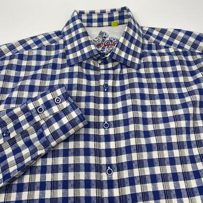 Robert Graham XL Blue Check Plaid Patterned Long Sleeve Button Up Shirt