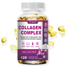 Multi COLLAGEN PEPTIDES Types I, II, III, V,X 120 Pills Anti-Aging Skin Capsules
