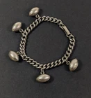 Vintage Football Charm Bracelet Silver Tone Costume Jewelry Sports Chain Links