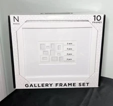 Nicole Gallery Frame Set 8x10” 5x7” 4x6” 2.5x3.5” Rectangular 10 Pcs White NEW