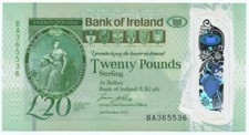 Northern Ireland 20 Pounds 2017 AU+ Bank of Ireland #365536 serial nice