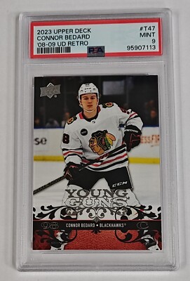 2023-24 Upper Deck Young Guns 08-09 Retro Connor Bedard #T47 PSA 9