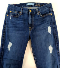 7 for all Mankind Women's 30 The Ankle Skinny B air Jeans Mid Rise Distressed