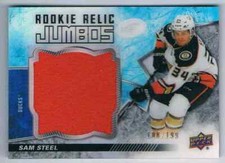 2018-19 ICE ROOKIE RELIC JUMBOS SAM STEEL JERSEY 1 COLOR 108/199 ANAHEIM DUCKS