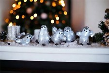 Image of Set of 5 Acrylic Penguins Ice LED Christmas Decoration Cool White Indoor Outdoor