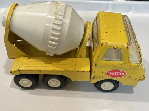 VTG Tonka | Small Cement Truck | Yellow Pressed Steel With White Barrel | 1970’s