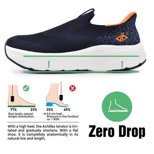 Scarpe da ginnastica uomo slip in mani libere punta larga ammortizzate spesse zero drop - Foto 25 di 34