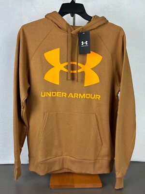 Under Armour Men's Brown Rival Fleece Big Logo Hoodie/Sweater Large NWT