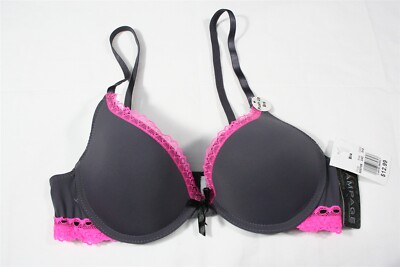 920X04 Rampage 500705 Push Up Bra 34C Gray and Pink
