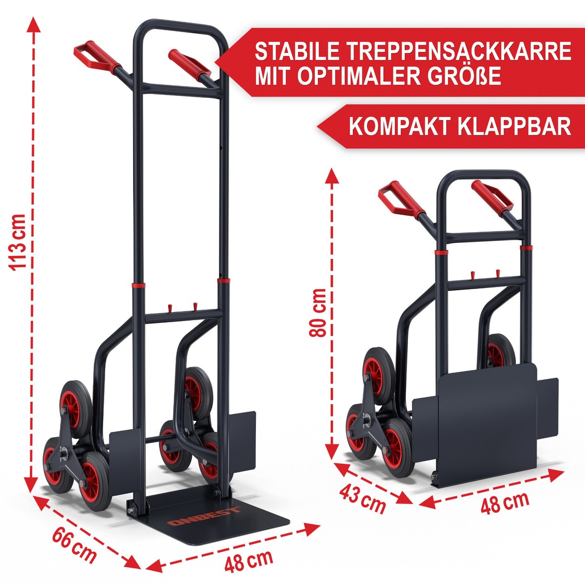 Treppensackkarre klappbar 200 kg Spanngummis Treppensteiger - Main Image